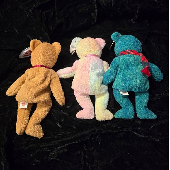 Ty beanie Baby Set of 3 Curley, Groovy, and Wallace EUC - Picture 2 of 16